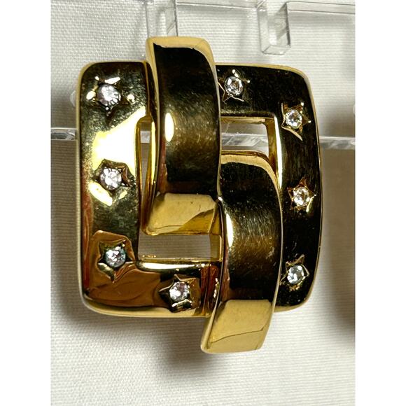 Joan Rivers Vintage Gold Plated Rhinestone Star Earrings - Picture 2 of 10